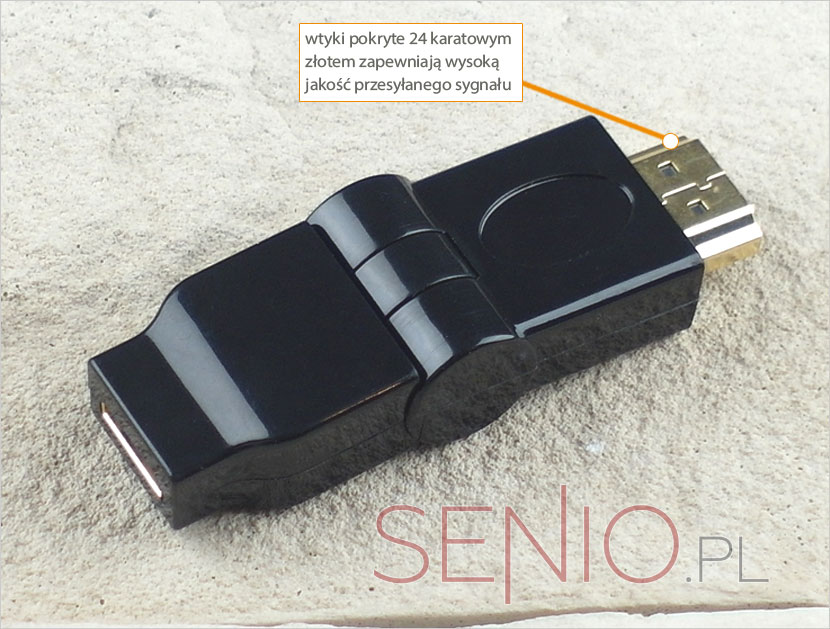 Adapter, przejściówka: mini HDMI (gniazdo) do HDMI (wtyk) – kątowy 180 stopni, regulowany